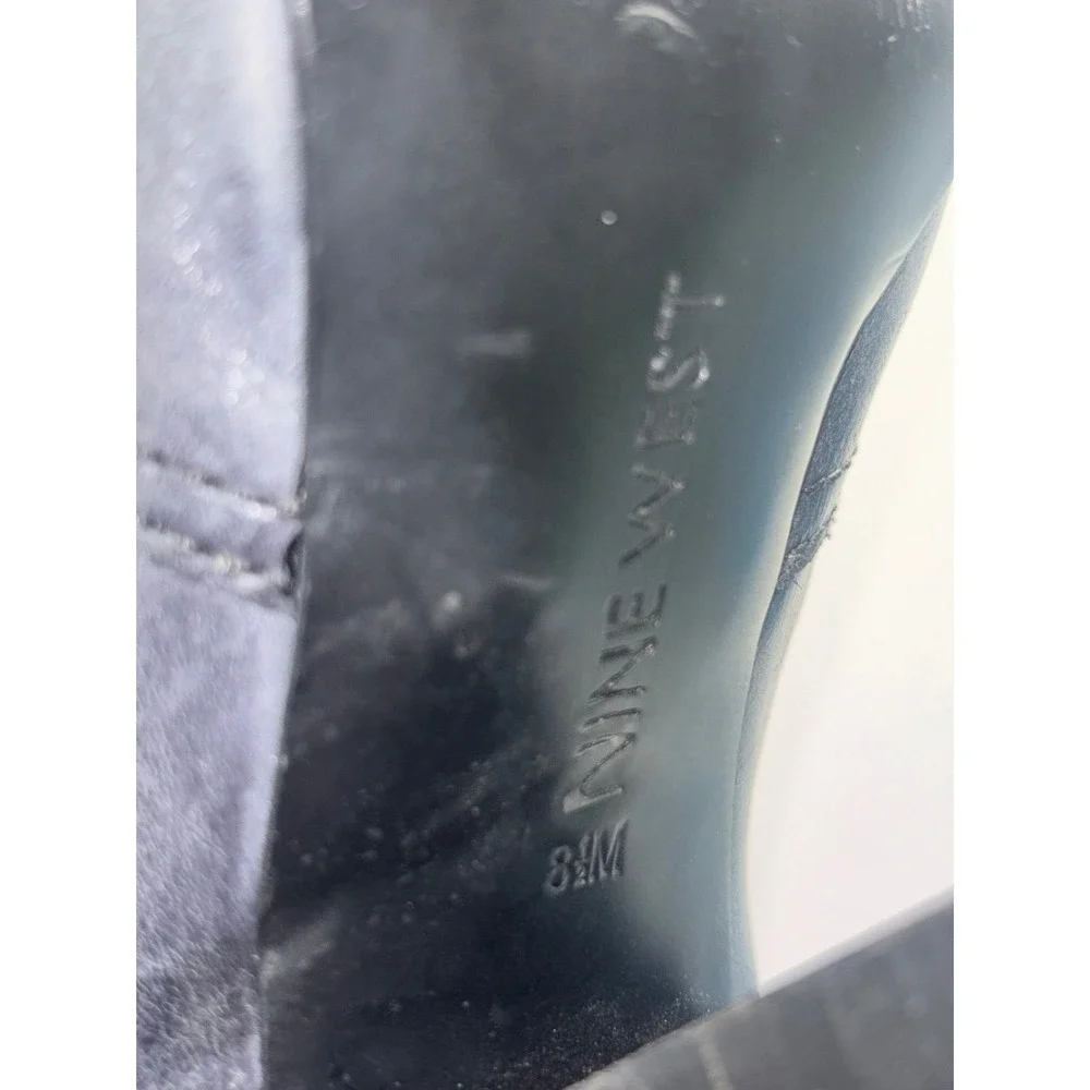 VINTAGE NINE WEST Black Leather Boot Heeled‎ Ankle Chunky Back Zip Dashiell 8.5